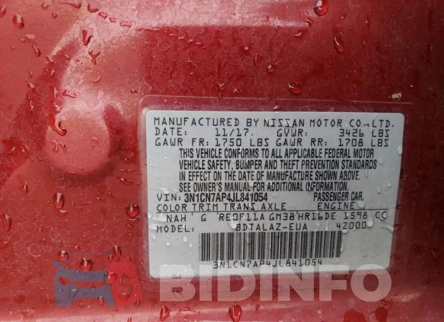 3N1CN7AP4JL841054 Photo# 13