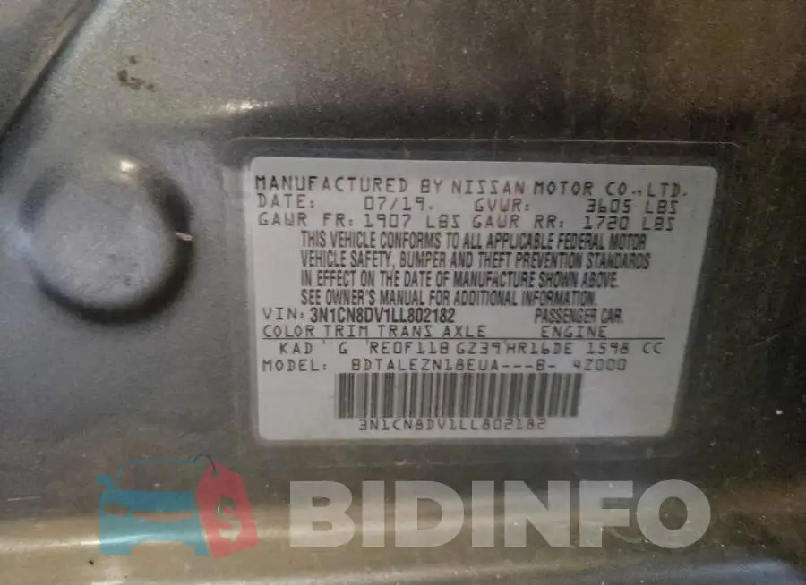 3N1CN8DV1LL802182 Photo# 12