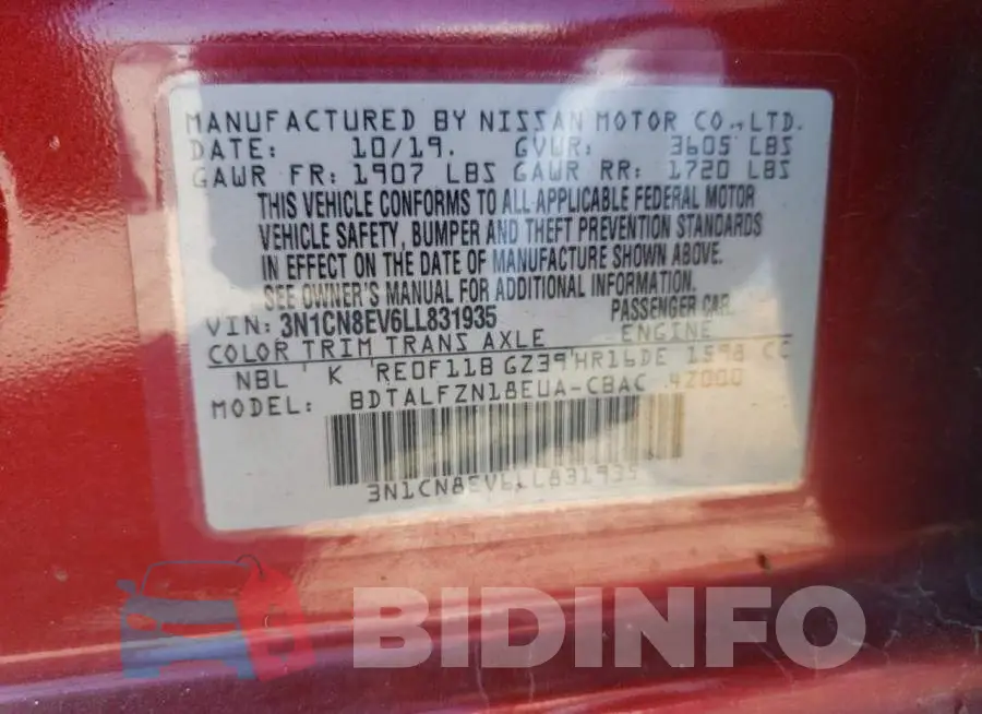 3N1CN8EV6LL831935 Photo# 10