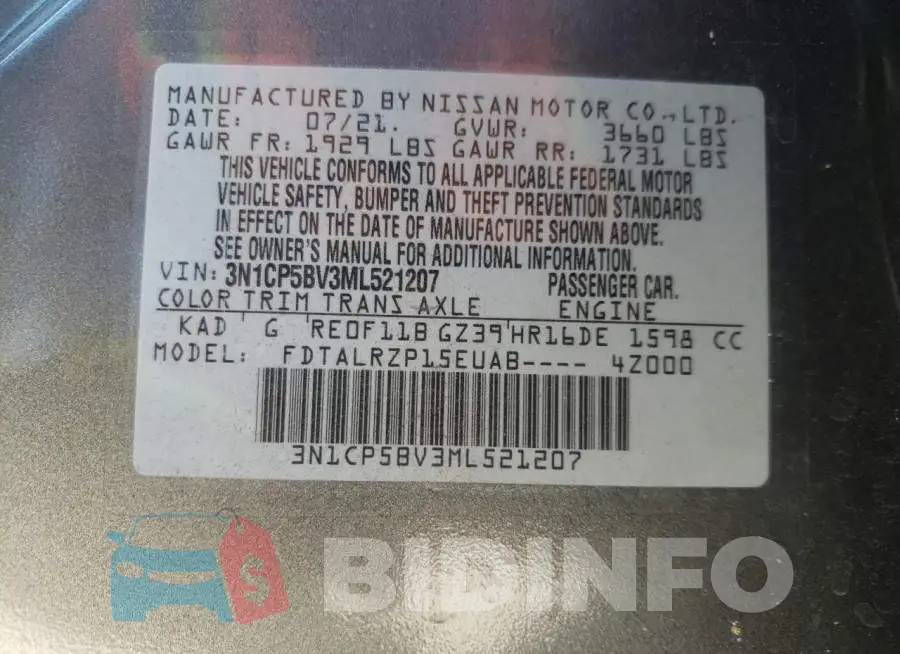 3N1CP5BV3ML521207 Photo# 10