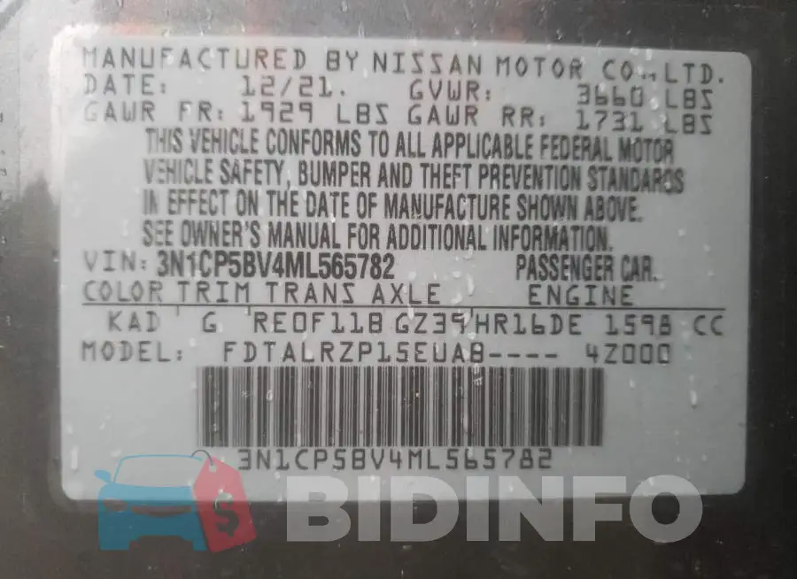 3N1CP5BV4ML565782 Photo# 14