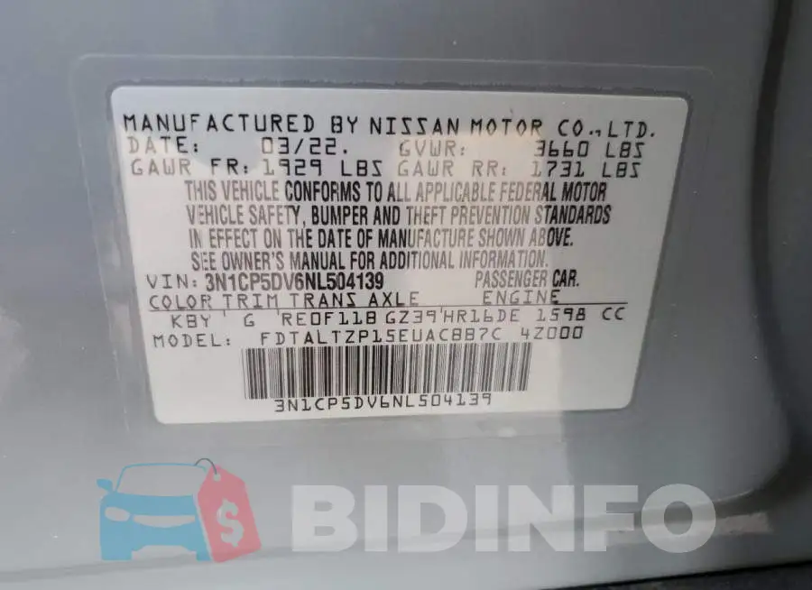 3N1CP5DV6NL504139 Photo# 13