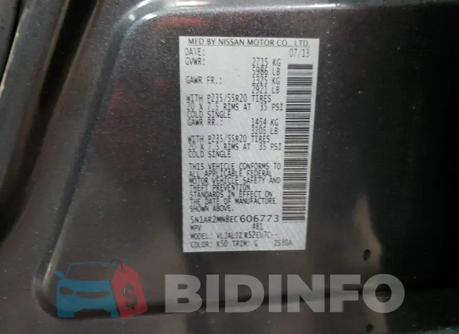 5N1AR2MN8EC606773 Photo# 13