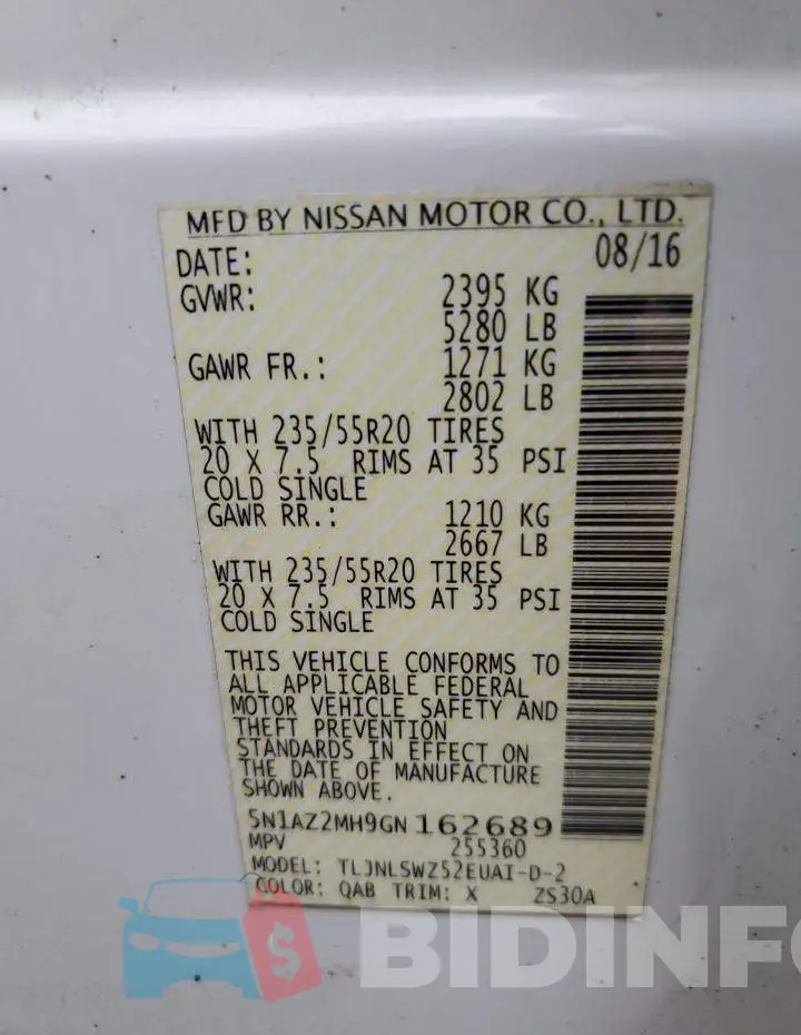 5N1AZ2MH9GN162689 Photo# 13