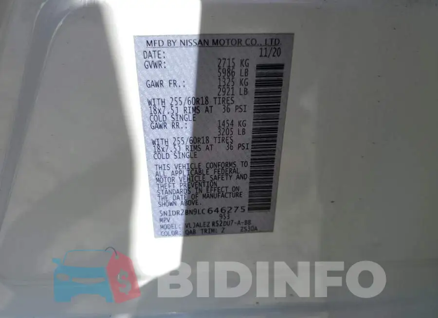 5N1DR2BN9LC646275 Photo# 10