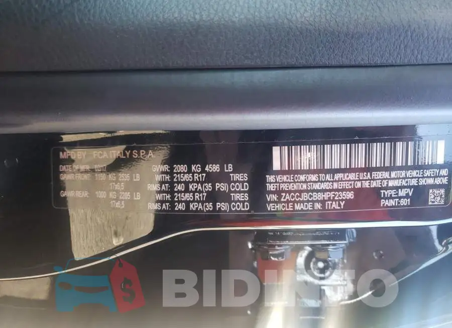ZACCJBCB8HPF23596 Photo# 13