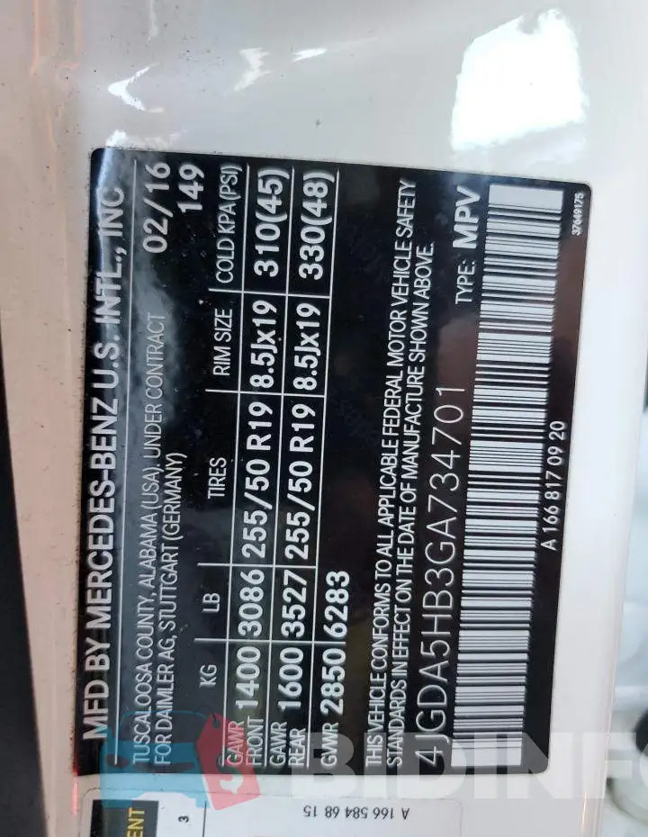 4JGDA5HB3GA734701 Photo# 13