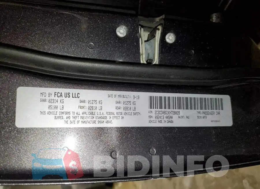 2C3CDXBG1KH728028 Photo# 12