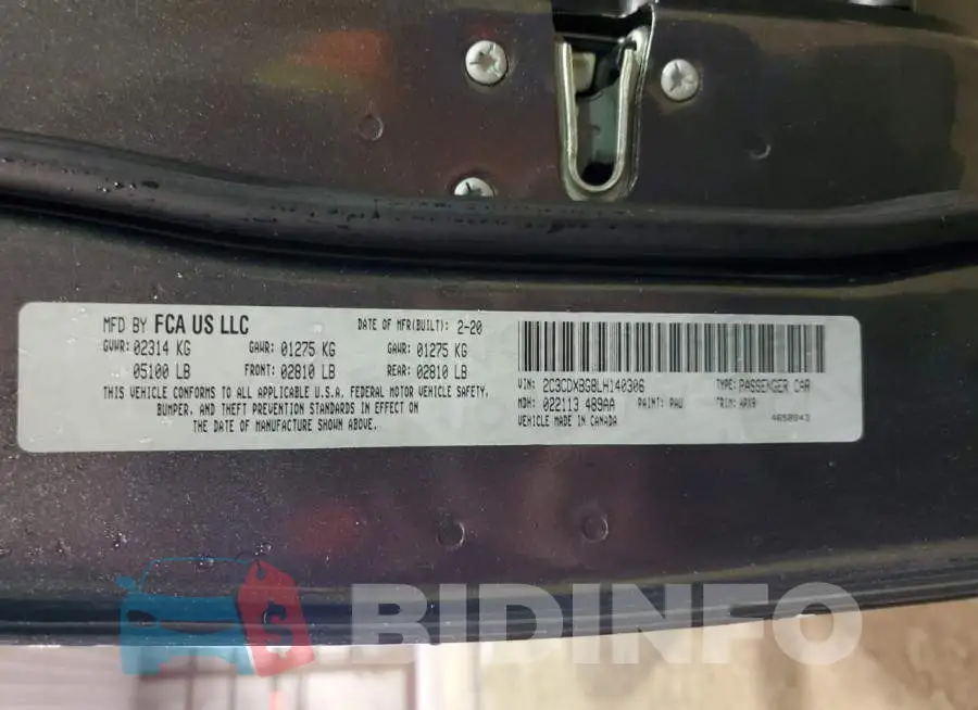 2C3CDXBG8LH140306 Photo# 12