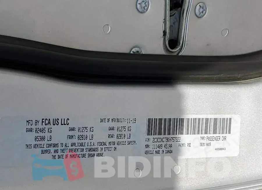 2C3CDXCT9KH757322 Photo# 10