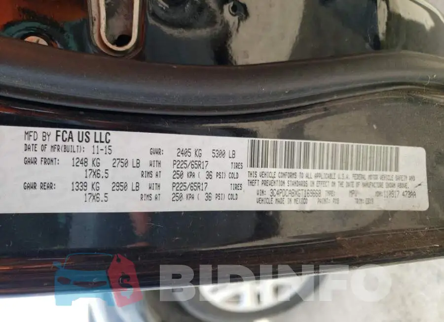 3C4PDCABXGT169668 Photo# 10