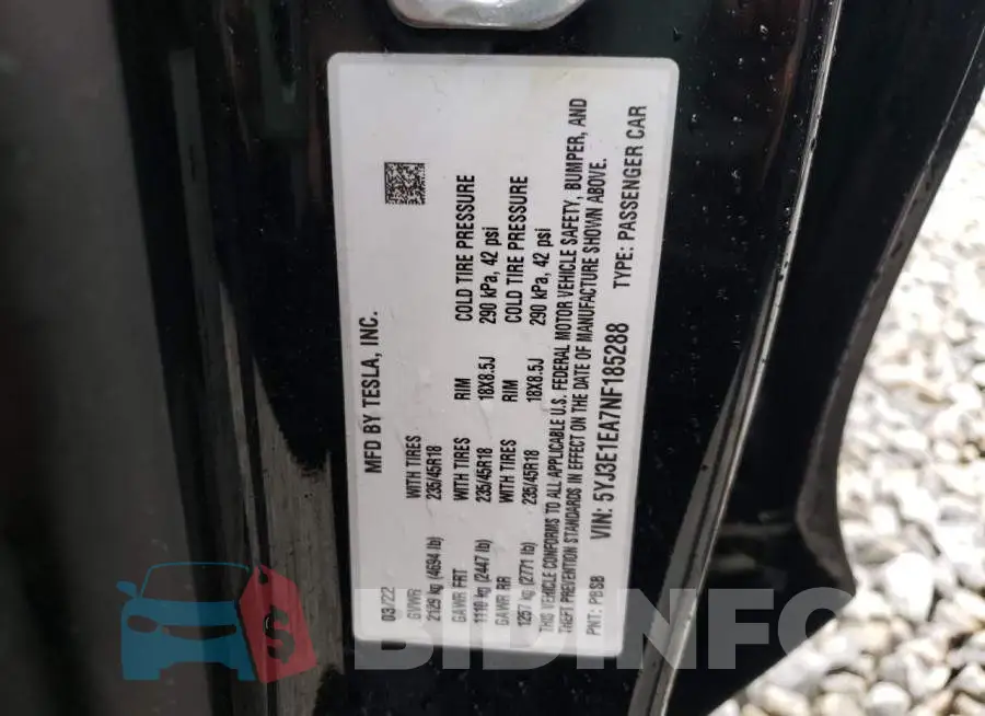 5YJ3E1EA7NF185288 Photo# 12