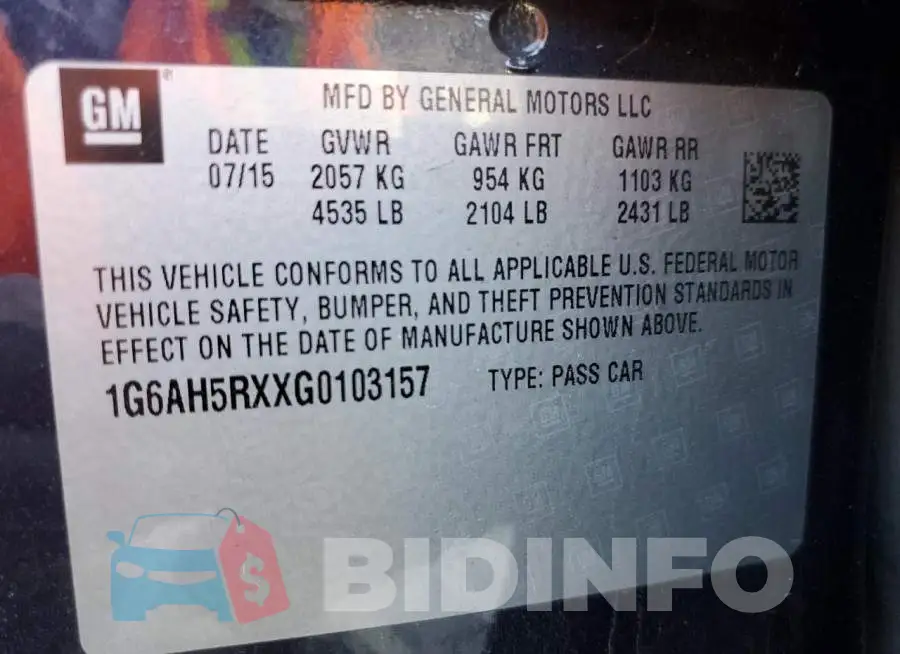 1G6AH5RXXG0103157 Photo# 10