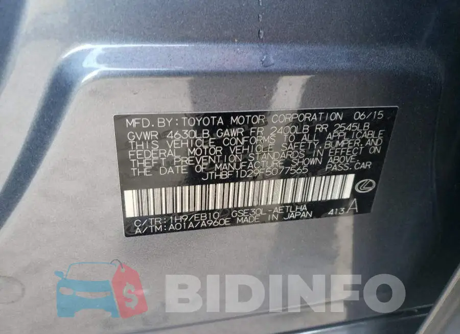 JTHBF1D29F5077565 Photo# 10