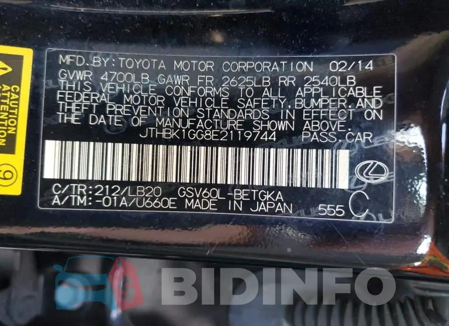 JTHBK1GG8E2119744 Photo# 12