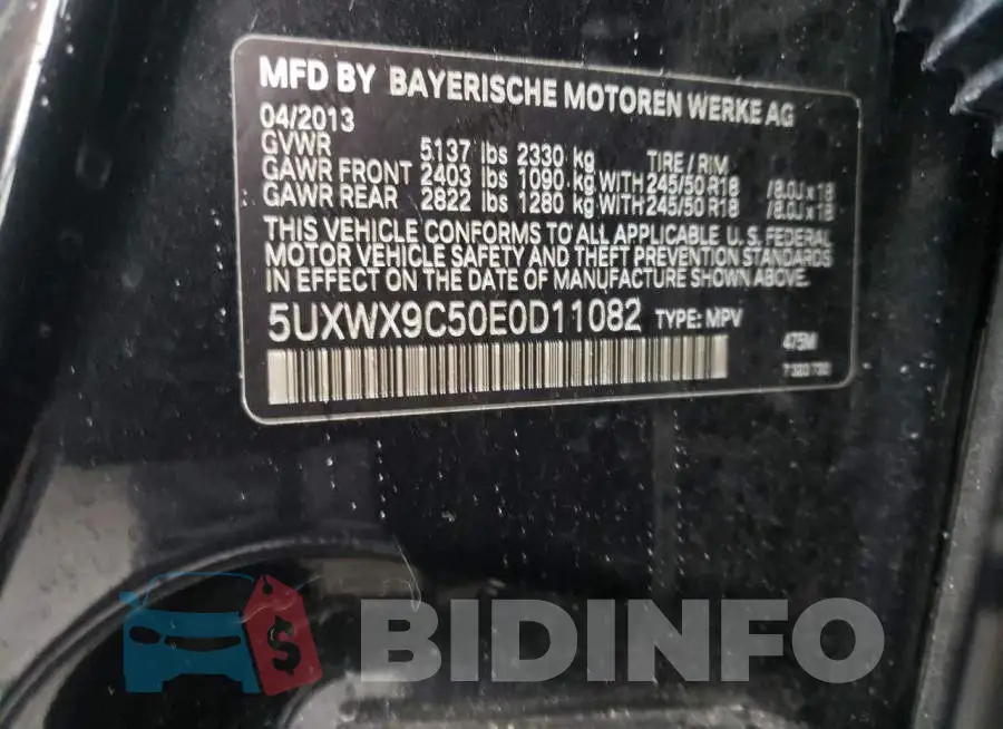 5UXWX9C50E0D11082 Photo# 14