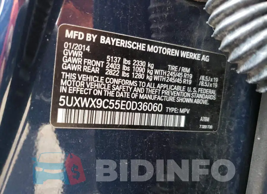 5UXWX9C55E0D36060 Photo# 12