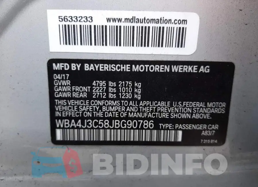WBA4J3C58JBG90786 Photo# 12