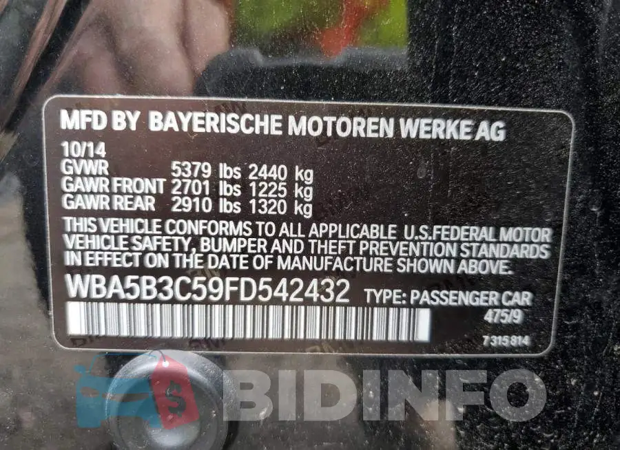 WBA5B3C59FD542432 Photo# 10