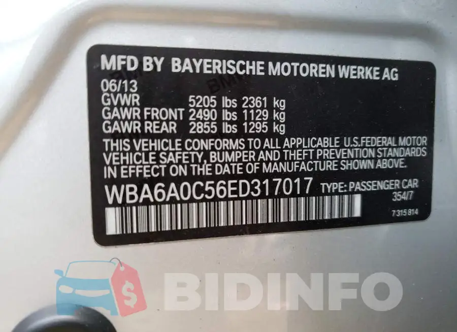 WBA6A0C56ED317017 Photo# 13