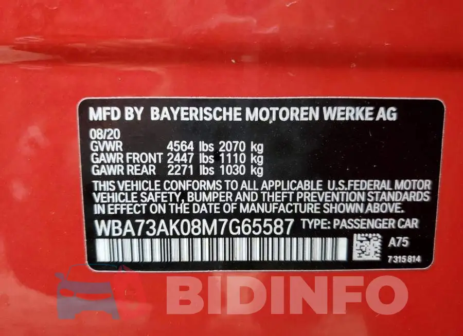 WBA73AK08M7G65587 Photo# 12