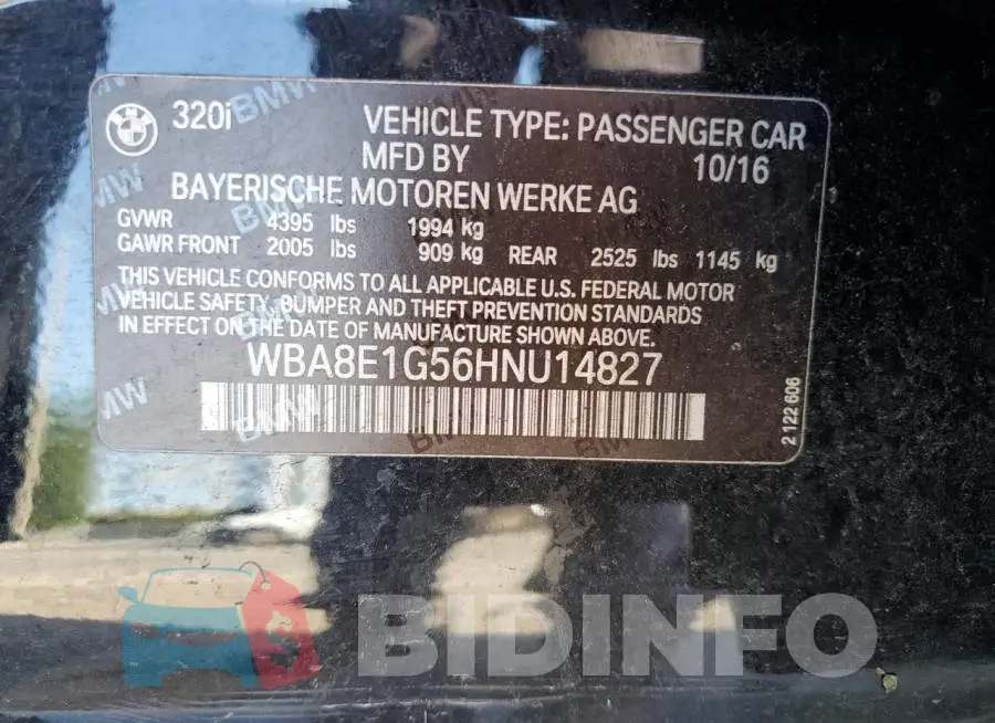 WBA8E1G56HNU14827 Photo# 12