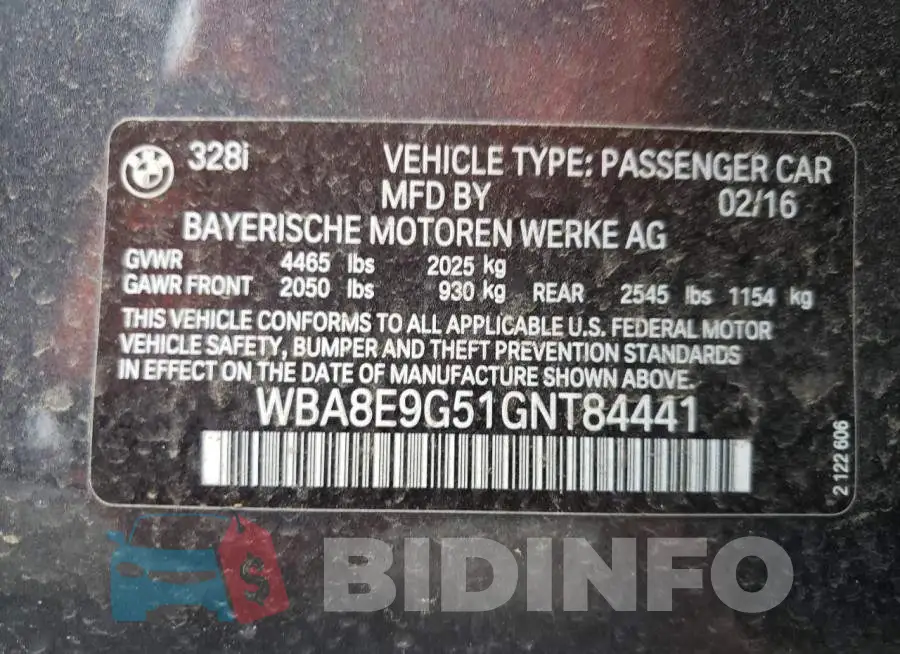 WBA8E9G51GNT84441 Photo# 13