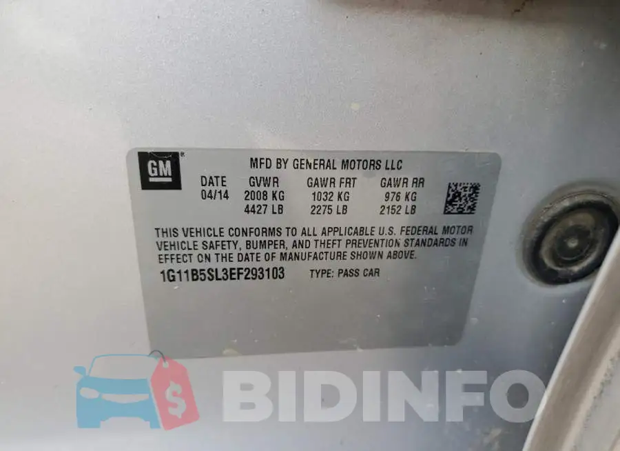 1G11B5SL3EF293103 Photo# 12