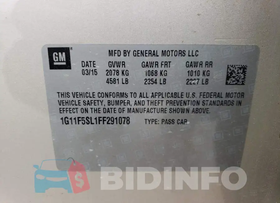 1G11F5SL1FF291078 Photo# 12