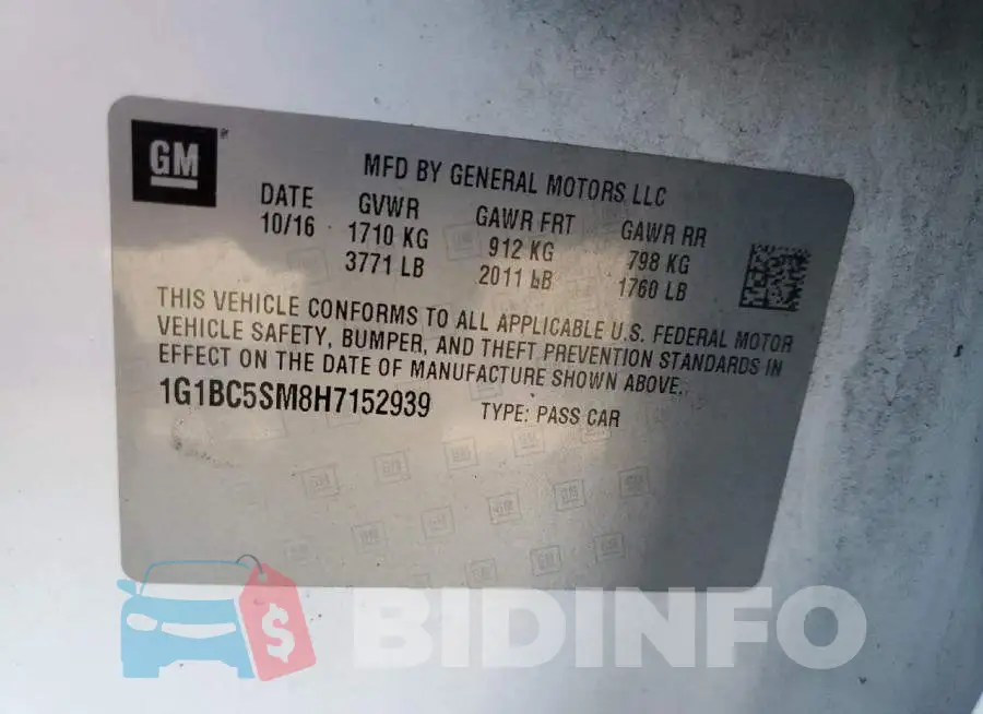 1G1BC5SM8H7152939 Photo# 12