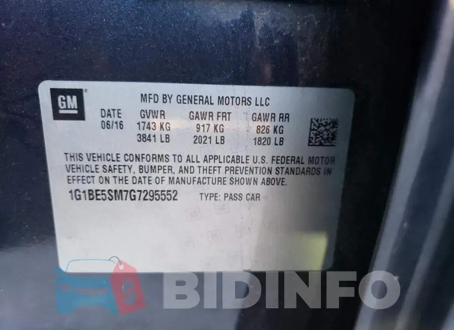 1G1BE5SM7G7295552 Photo# 12