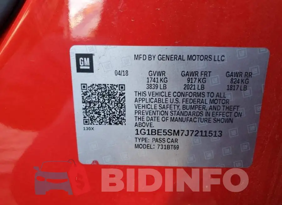 1G1BE5SM7J7211513 Photo# 12