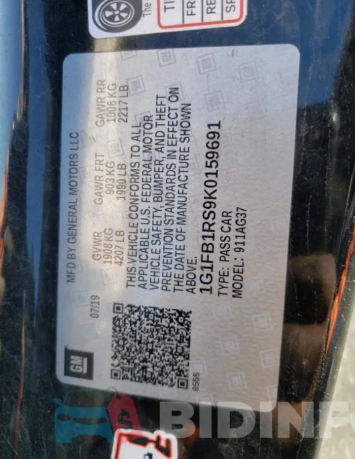 1G1FB1RS9K0159691 Photo# 10