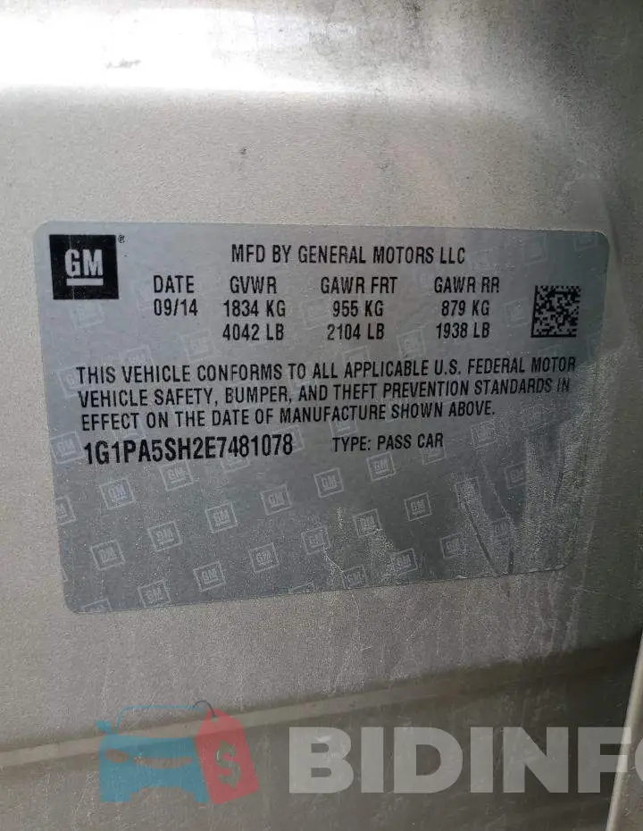 1G1PA5SH2E7481078 Photo# 10
