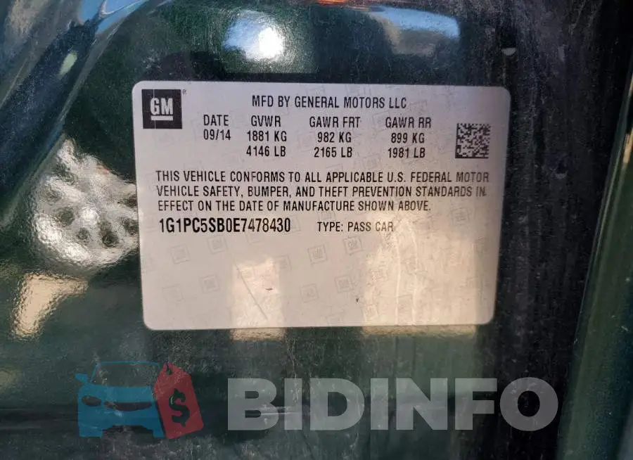 1G1PC5SB0E7478430 Photo# 10