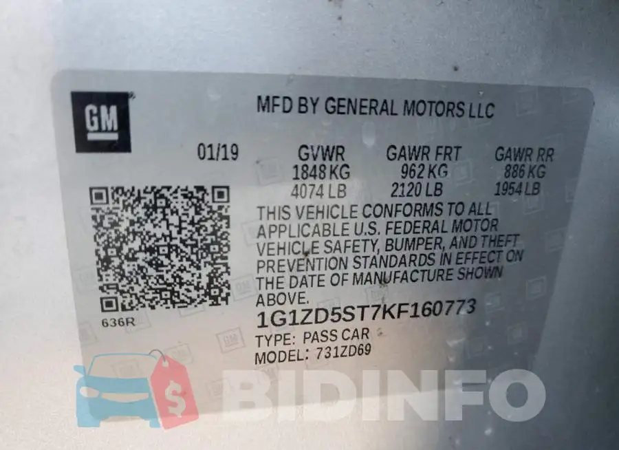 1G1ZD5ST7KF160773 Photo# 10
