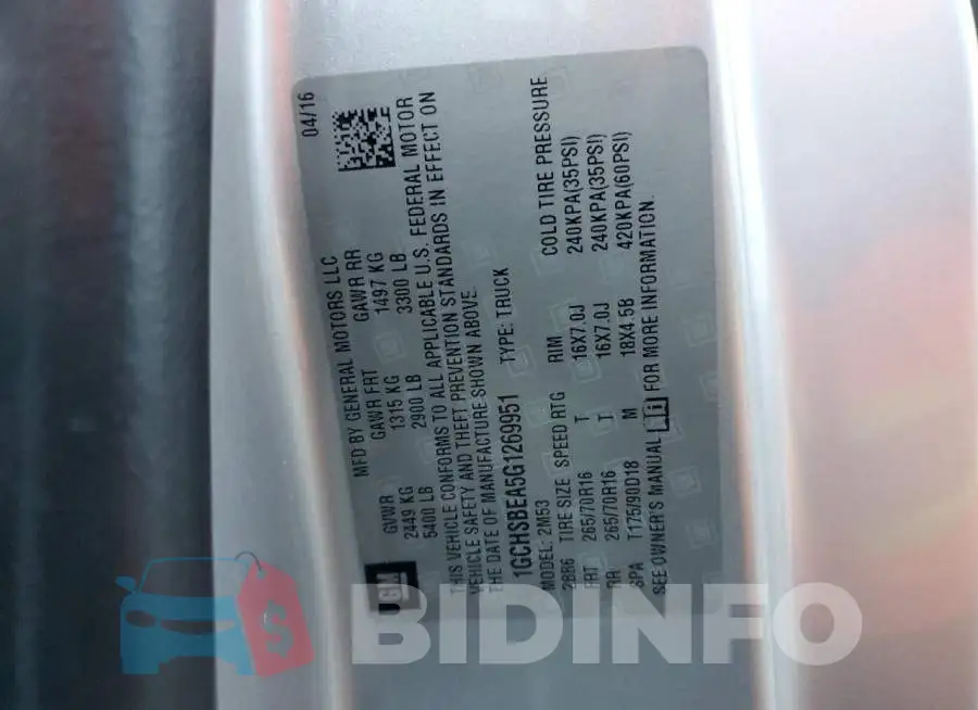 1GCHSBEA5G1269951 Photo# 13