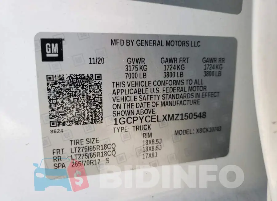 1GCPYCELXMZ150548 Photo# 10