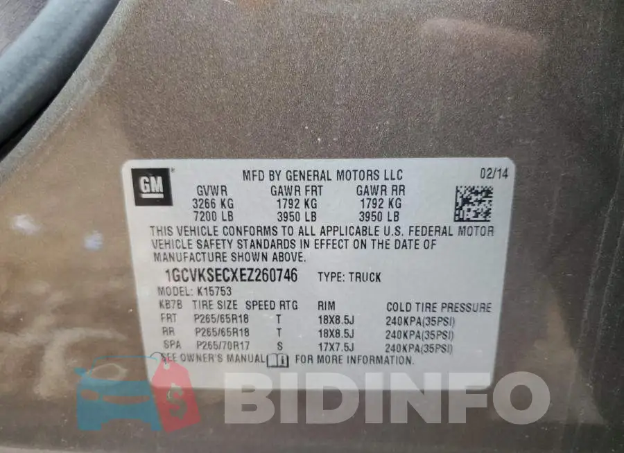 1GCVKSECXEZ260746 Photo# 12