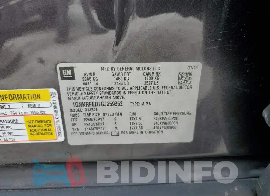 1GNKRFED7GJ259352 Photo# 13