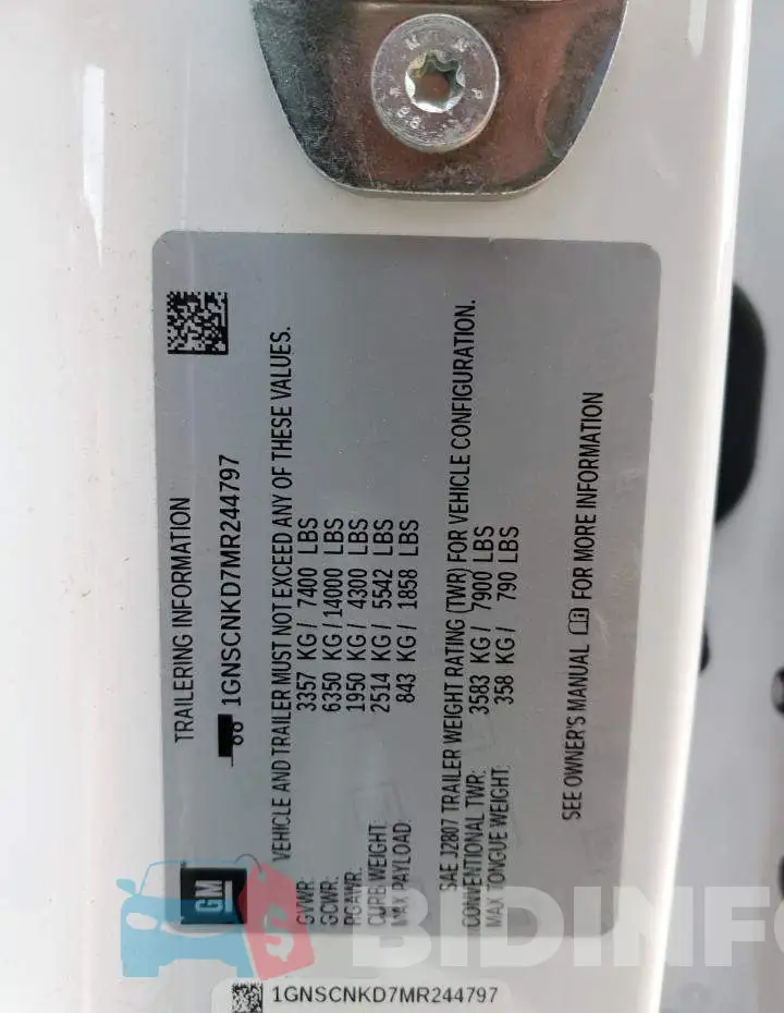 1GNSCNKD7MR244797 Photo# 14