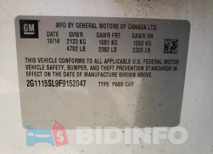 2G1115SL9F9152047 Photo# 10