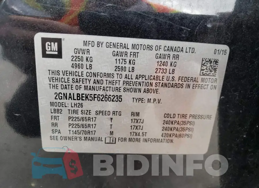 2GNALBEK5F6266235 Photo# 14
