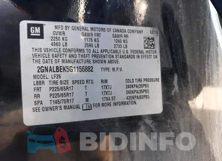 2GNALBEK5G1156882 Photo# 12
