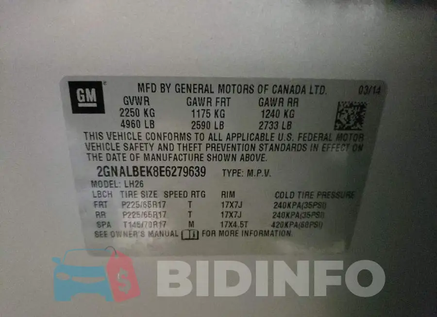 2GNALBEK8E6279639 Photo# 10