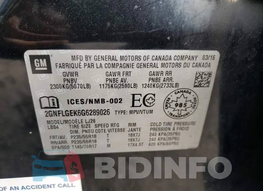 2GNFLGEK6G6289026 Photo# 13