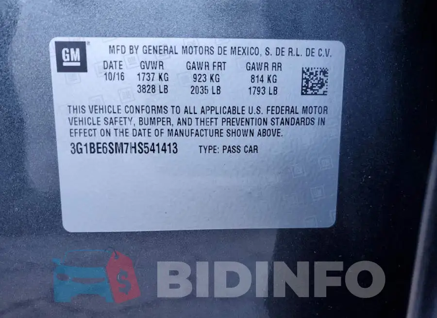 3G1BE6SM7HS541413 Photo# 13