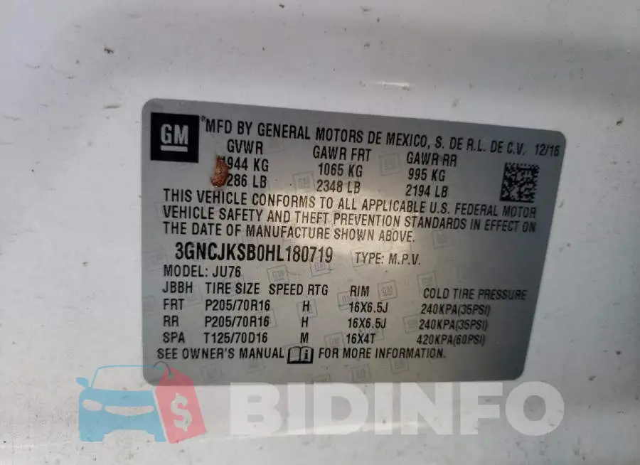 3GNCJKSB0HL180719 Photo# 10