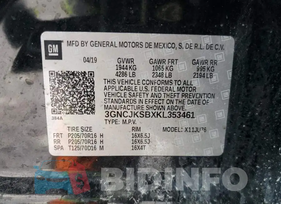 3GNCJKSBXKL353461 Photo# 13