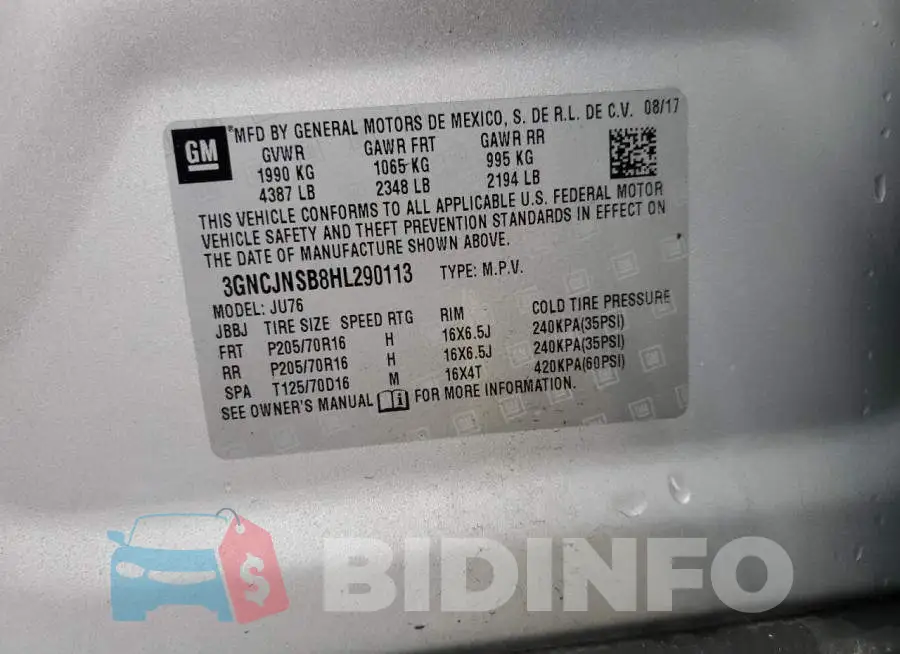 3GNCJNSB8HL290113 Photo# 13